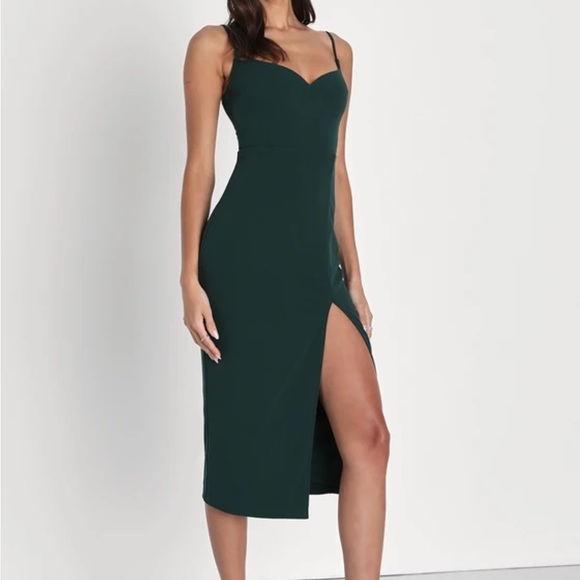 Emerald Green Sleeveless Bodycon Midi Dress - Picture 1 of 3